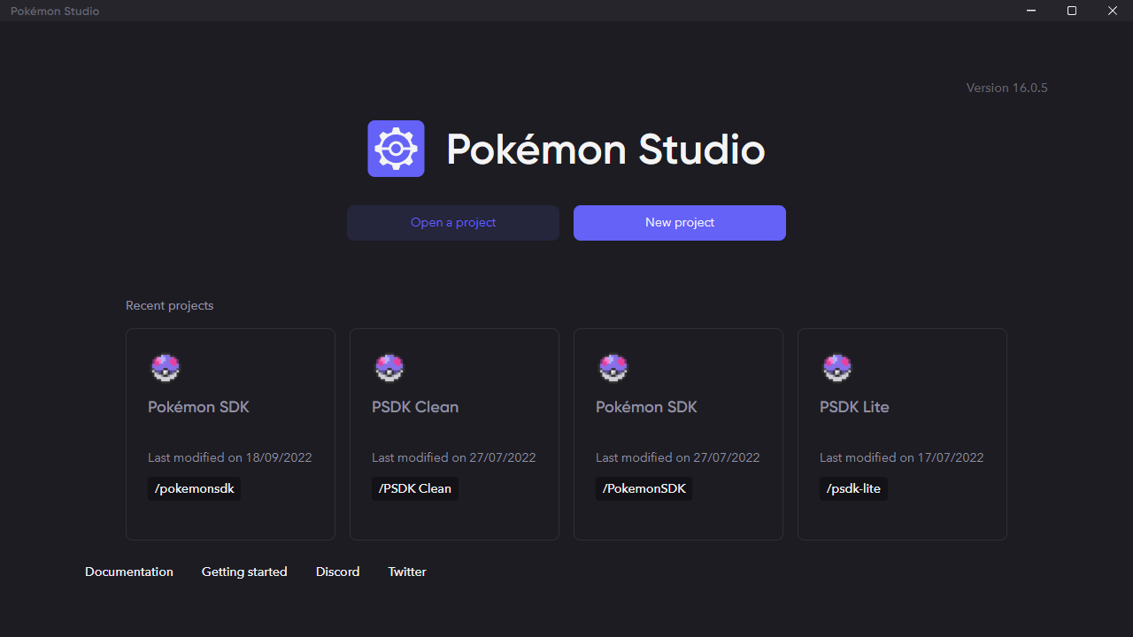 Welcome screen of Pokémon Studio