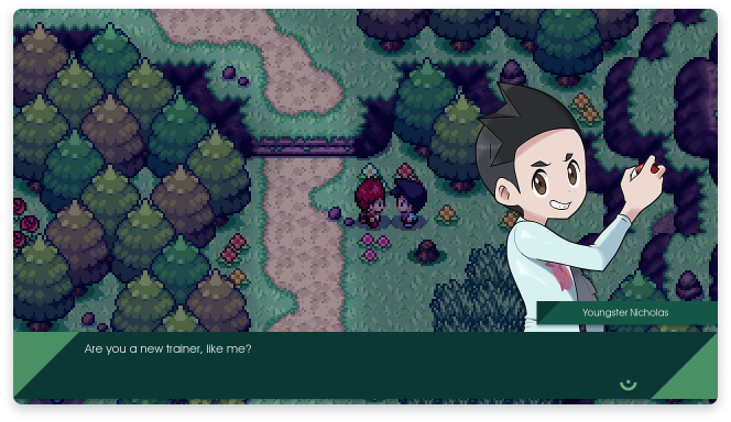 Screenshot of the hero facing the first faceable trainer